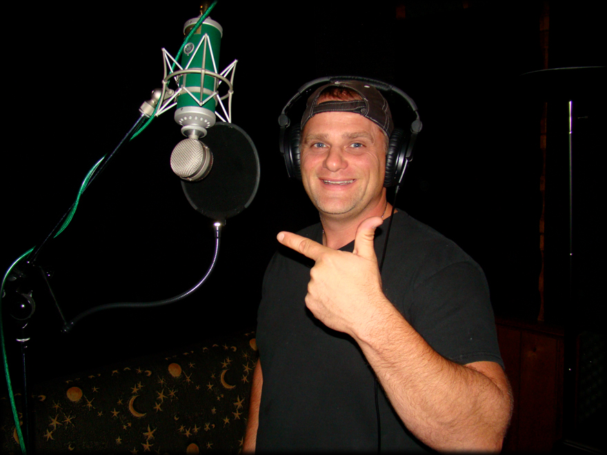 Dave Anton doing a quick overdub in the control room